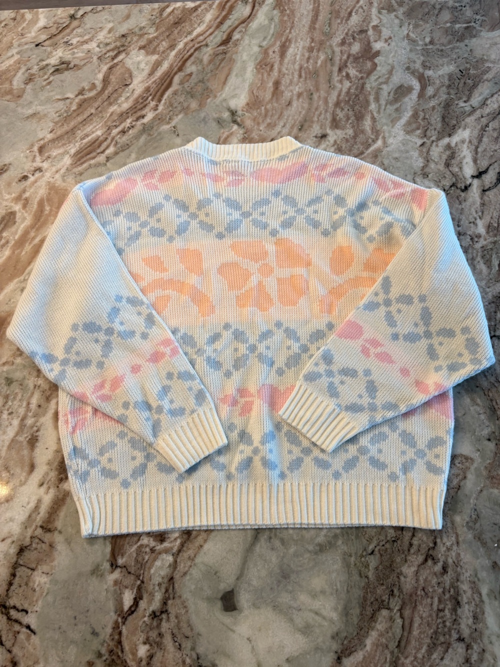 Vintage 80s Crewneck Sweater White Hearts Flowers Large - Picture 2 of 7